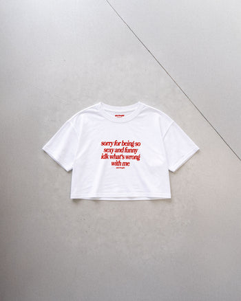 Oversize Cropped Tee - Sorry For Being So Sexy And Funny