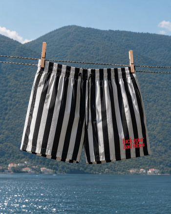 Stripe Swim Shorts - Fuck Your Bad Vibes