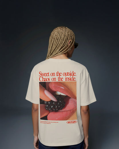 Heavy Oversized Tee - Sweet on the Outside. Chaos on the Inside.