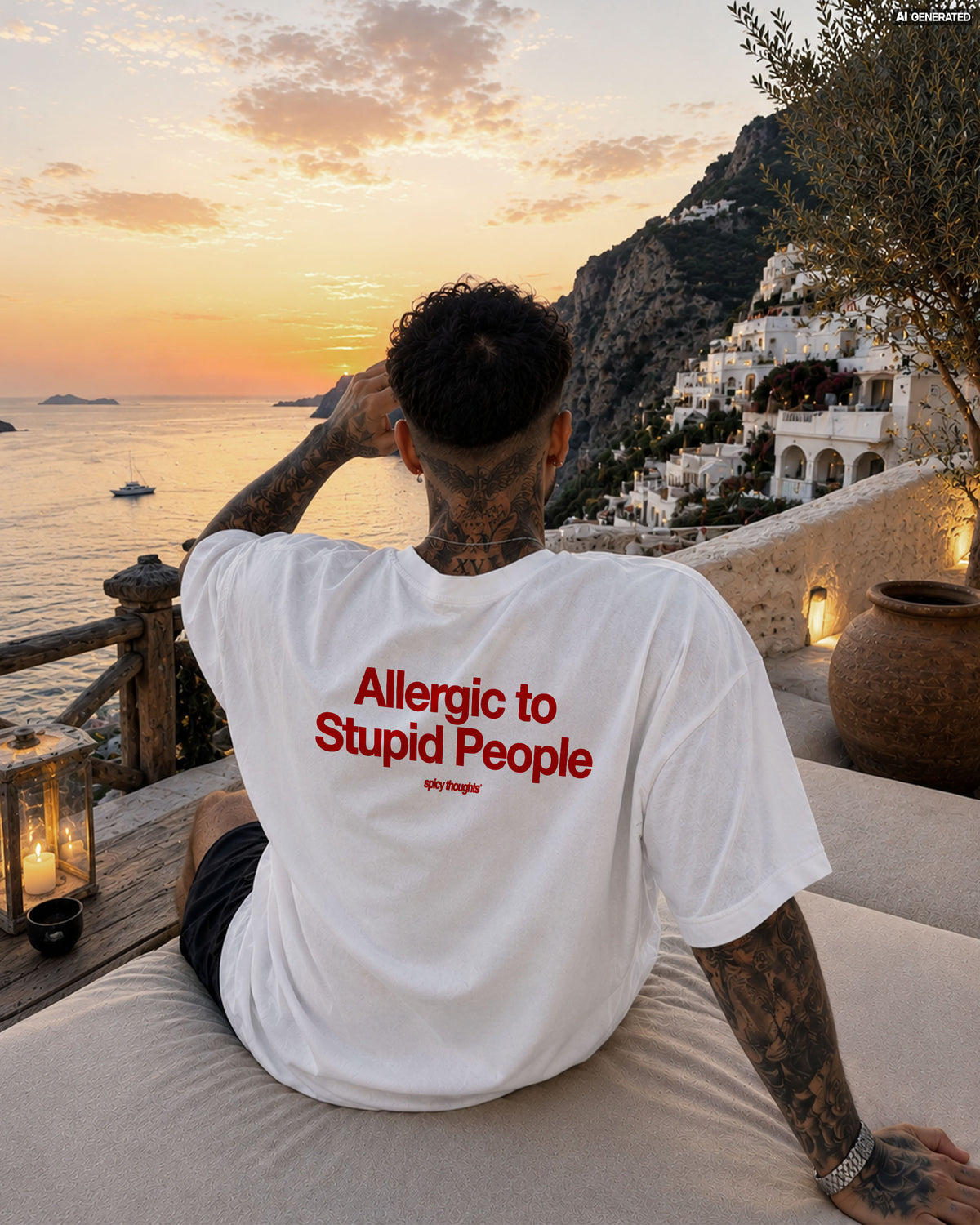 Heavy Oversized Tee - Allergic To Stupid People