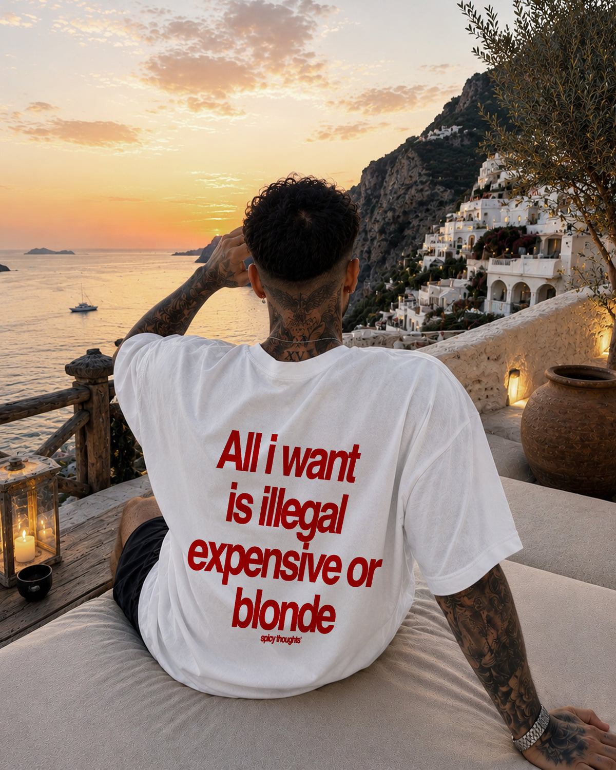 Heavy Oversized Tee - All I Want Is Illegal, Expensive or Blonde
