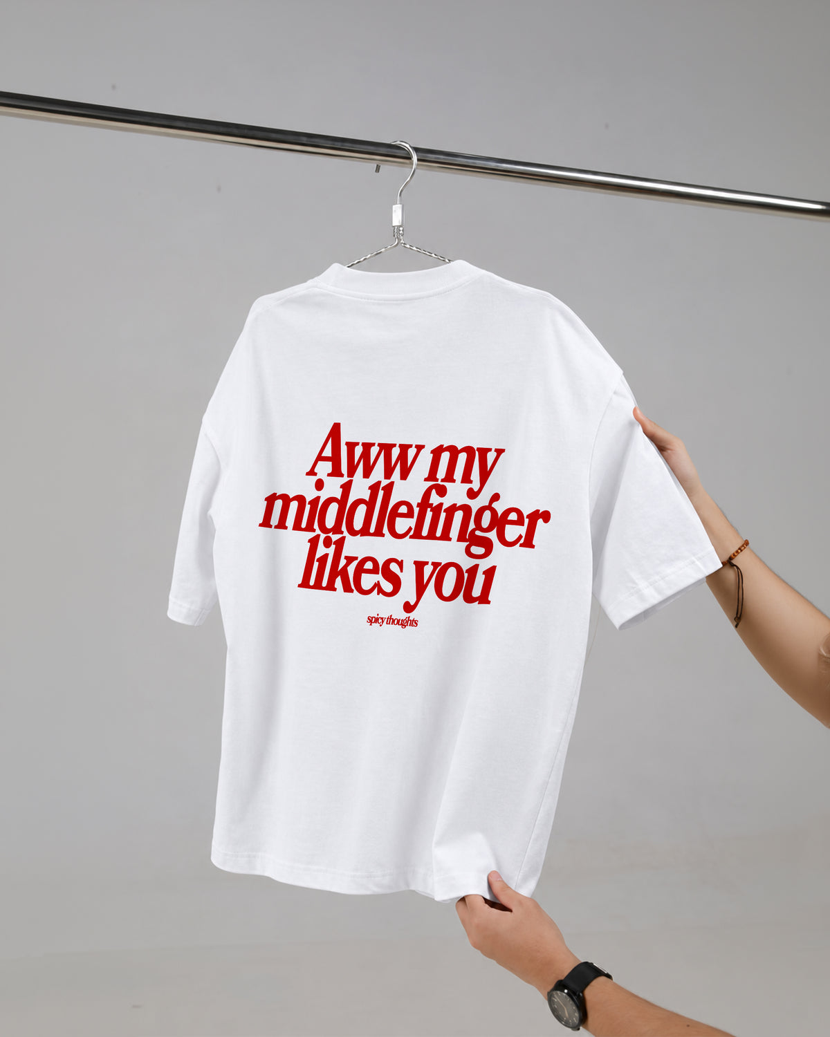 Heavy Oversized Tee - Aww My Middlefinger Likes You