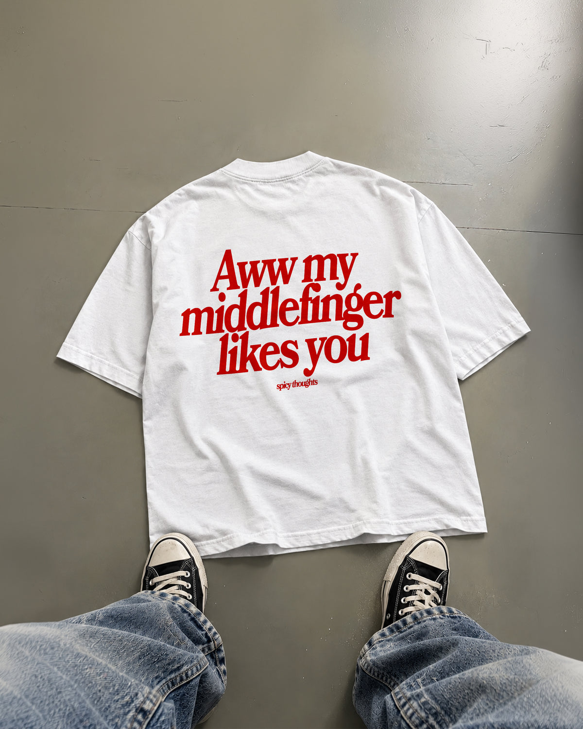 Heavy Oversized Tee - Aww My Middlefinger Likes You