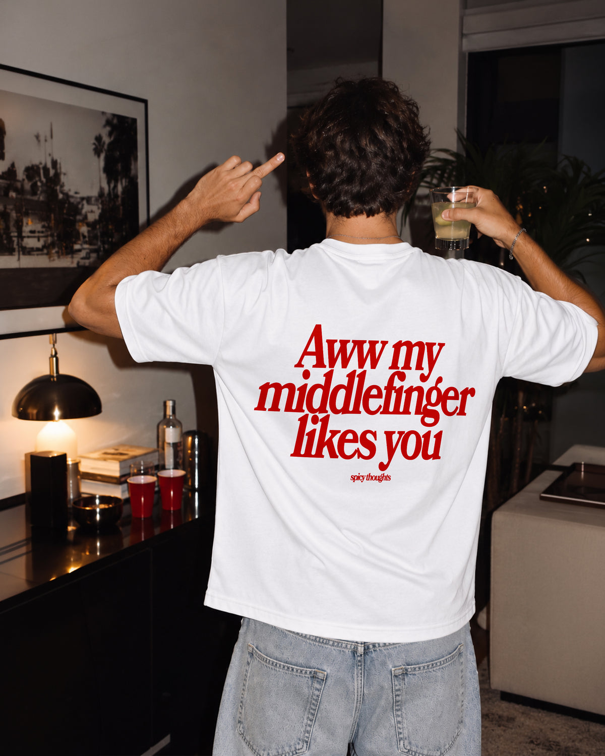 Heavy Oversized Tee - Aww My Middlefinger Likes You