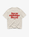 Heavy Oversized Tee - Aww My Middlefinger Likes You