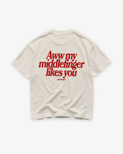 Heavy Oversized Tee - Aww My Middlefinger Likes You