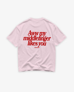 Heavy Oversized Tee - Aww My Middlefinger Likes You