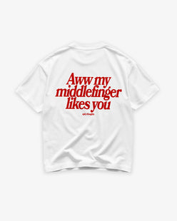 Heavy Oversized Tee - Aww My Middlefinger Likes You