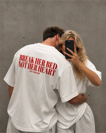 Heavy Oversized Tee -  Break Her Bed, Not Her Heart