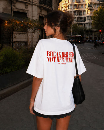 Heavy Oversized Tee -  Break Her Bed, Not Her Heart