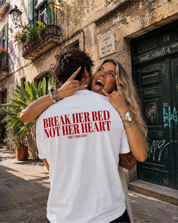 Heavy Oversized Tee -  Break Her Bed, Not Her Heart