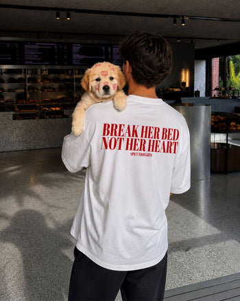 Heavy Oversized Tee -  Break Her Bed, Not Her Heart