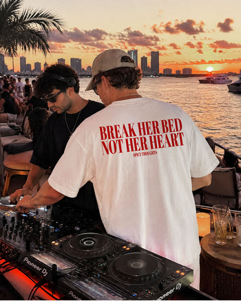 Heavy Oversized Tee -  Break Her Bed, Not Her Heart