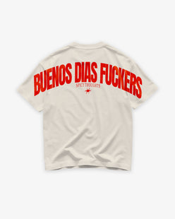 Heavy Oversized Tee - Buenos Dias Fuckers Back Arch