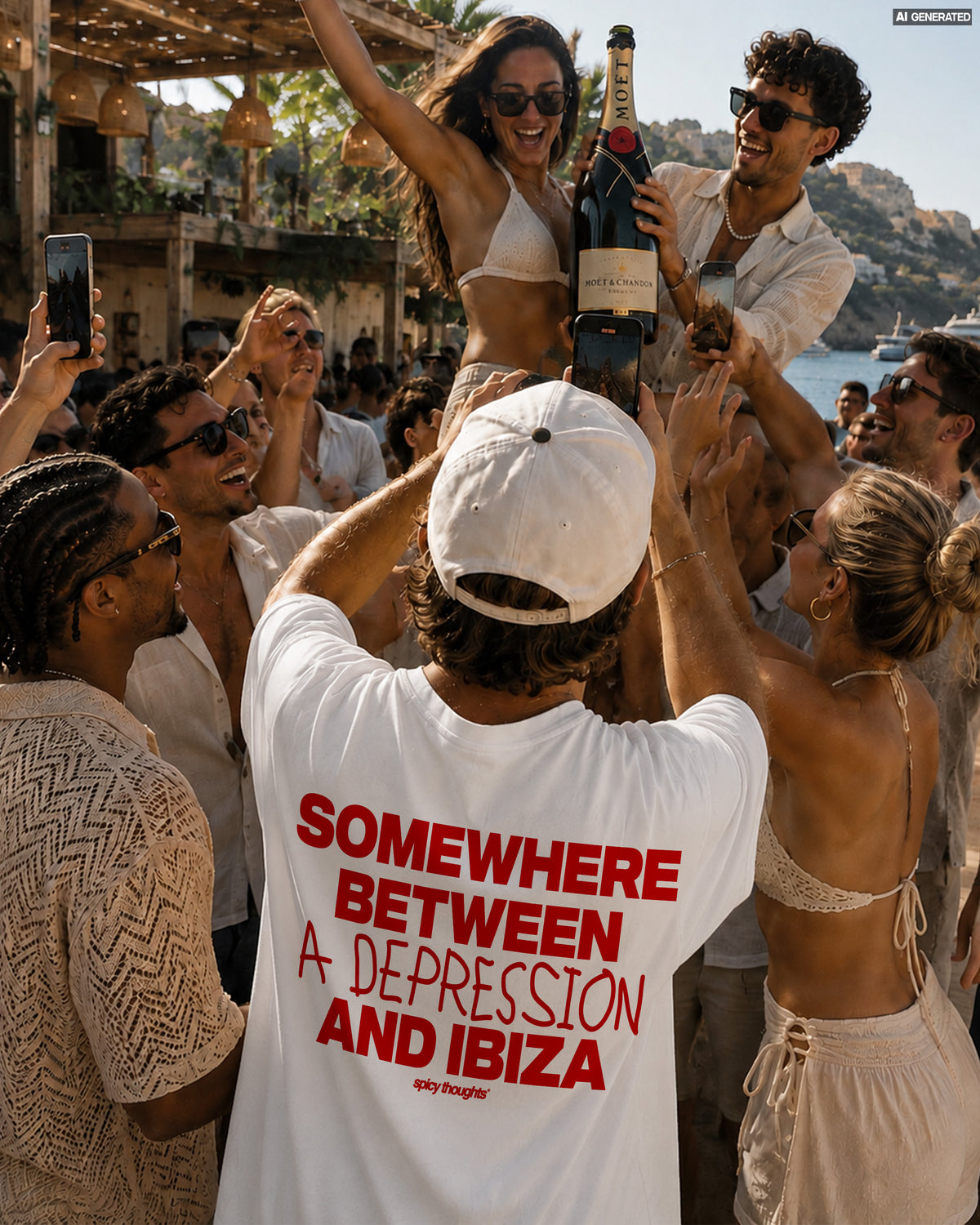 Heavy Oversized Tee - Somewhere Between A Depression And Ibiza