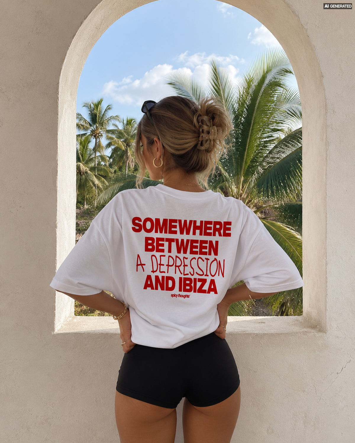 Heavy Oversized Tee - Somewhere Between A Depression And Ibiza