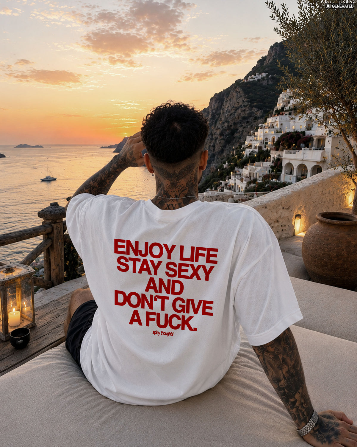 Heavy Oversized Tee - Enjoy Life, Stay Sexy and Don’t Give a Fuck