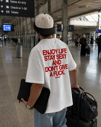 Heavy Oversized Tee - Enjoy Life, Stay Sexy and Don’t Give a Fuck