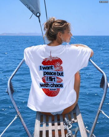 Heavy Oversized Tee - I Want Peace But I Flirt With Chaos