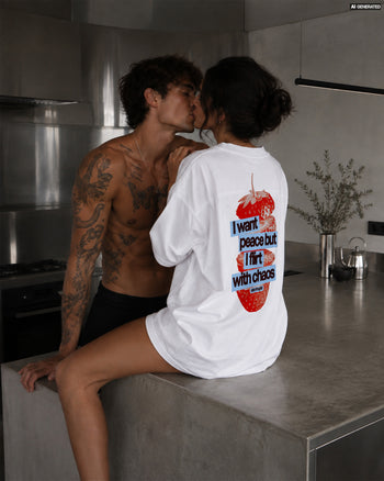 Heavy Oversized Tee - I Want Peace But I Flirt With Chaos