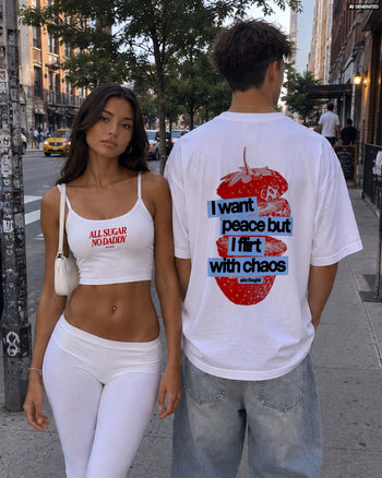 Heavy Oversized Tee - I Want Peace But I Flirt With Chaos