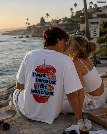 Heavy Oversized Tee - I Want Peace But I Flirt With Chaos