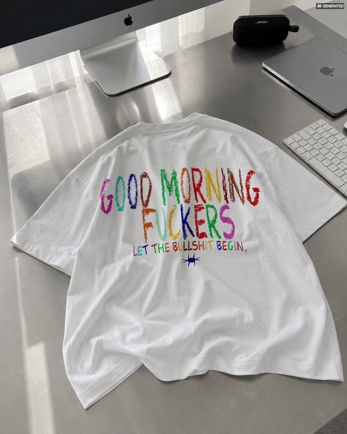 Heavy Oversized Tee - Good Morning Fuckers Scribbles