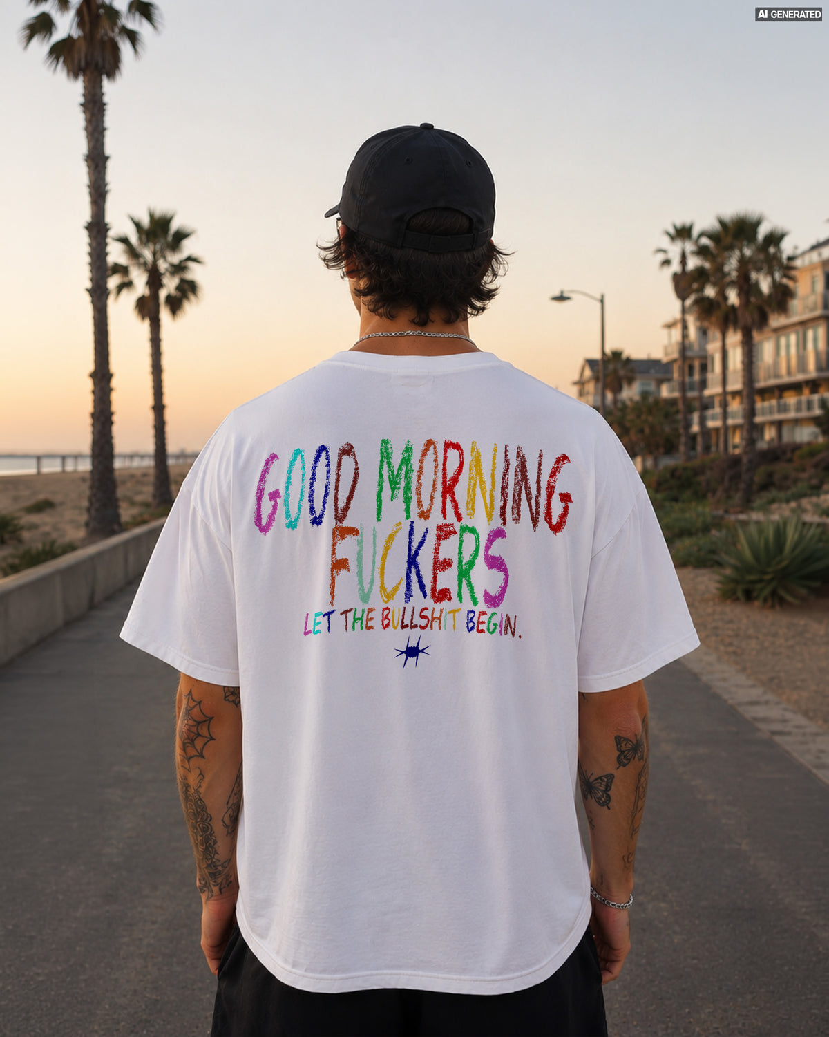 Heavy Oversized Tee - Good Morning Fuckers Scribbles