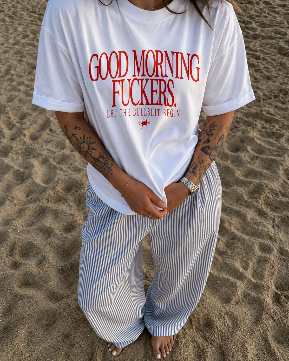Heavy Oversized Tee - Good Morning Fuckers Frontprint