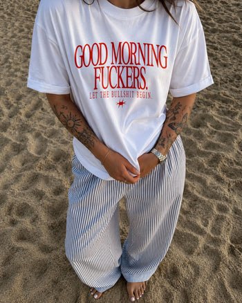 Heavy Oversized Tee - Good Morning Fuckers Frontprint