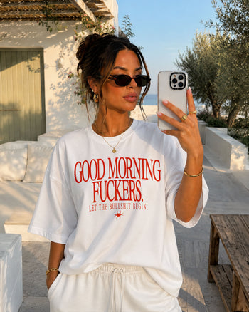 Heavy Oversized Tee - Good Morning Fuckers Frontprint