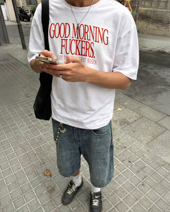 Heavy Oversized Tee - Good Morning Fuckers Frontprint
