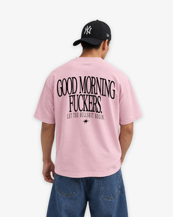 Heavy Oversized Tee - Good Morning Fuckers BLACK