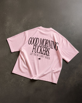 Heavy Oversized Tee - Good Morning Fuckers BLACK