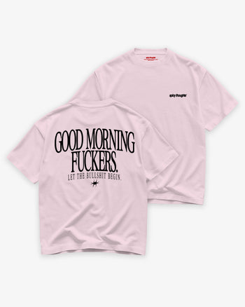 Heavy Oversized Tee - Good Morning Fuckers BLACK