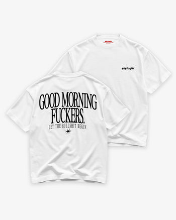 Heavy Oversized Tee - Good Morning Fuckers BLACK