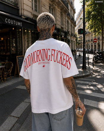 Heavy Oversized Tee - Good Morning Fuckers Back Arch