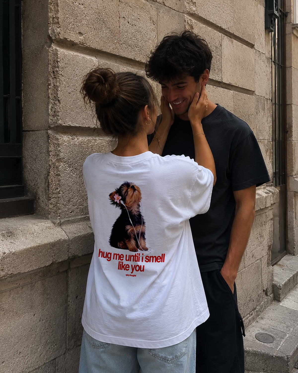 Heavy Oversized Tee - Hug me until I smell like you. (Dog)