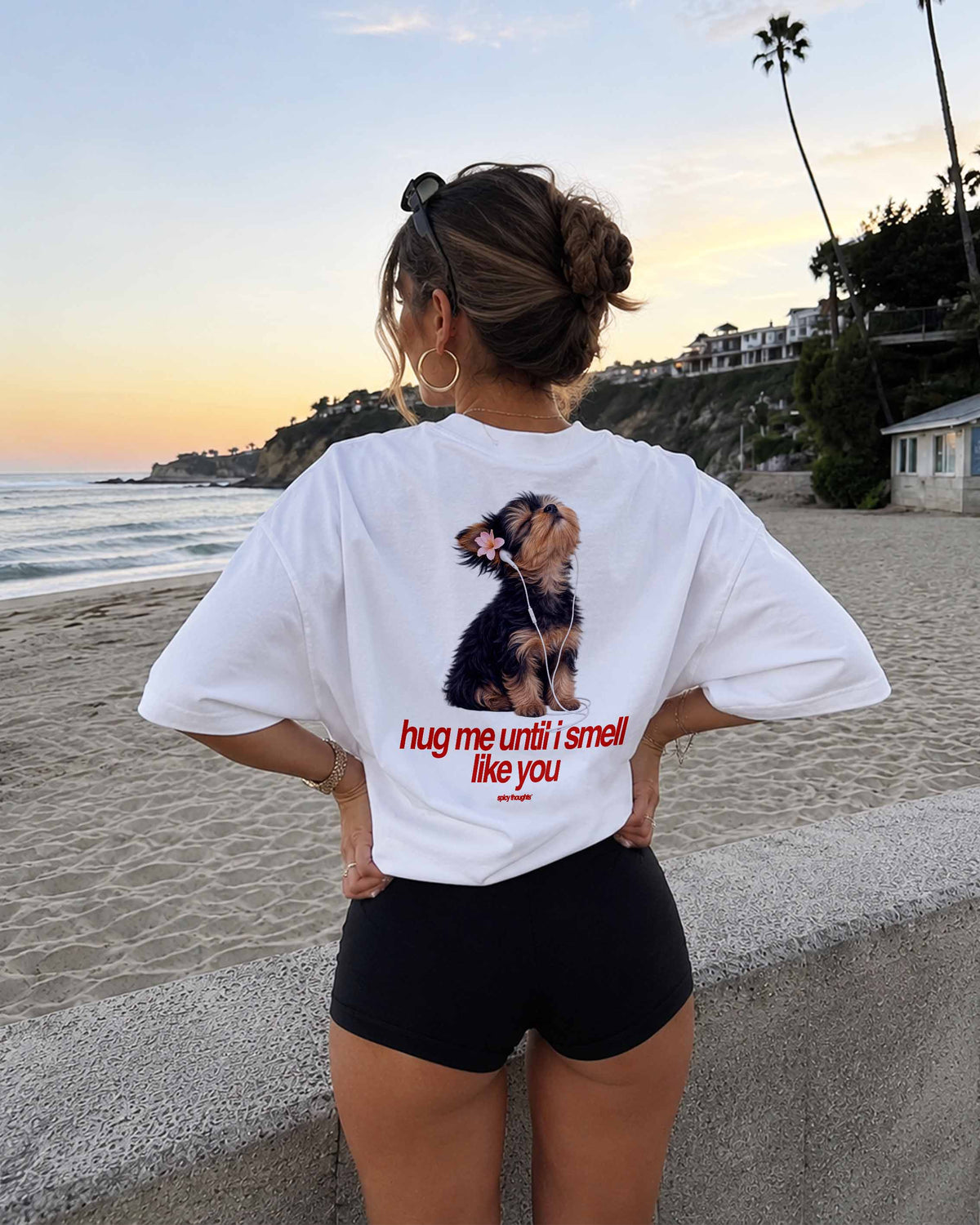 Heavy Oversized Tee - Hug me until I smell like you. (Dog)