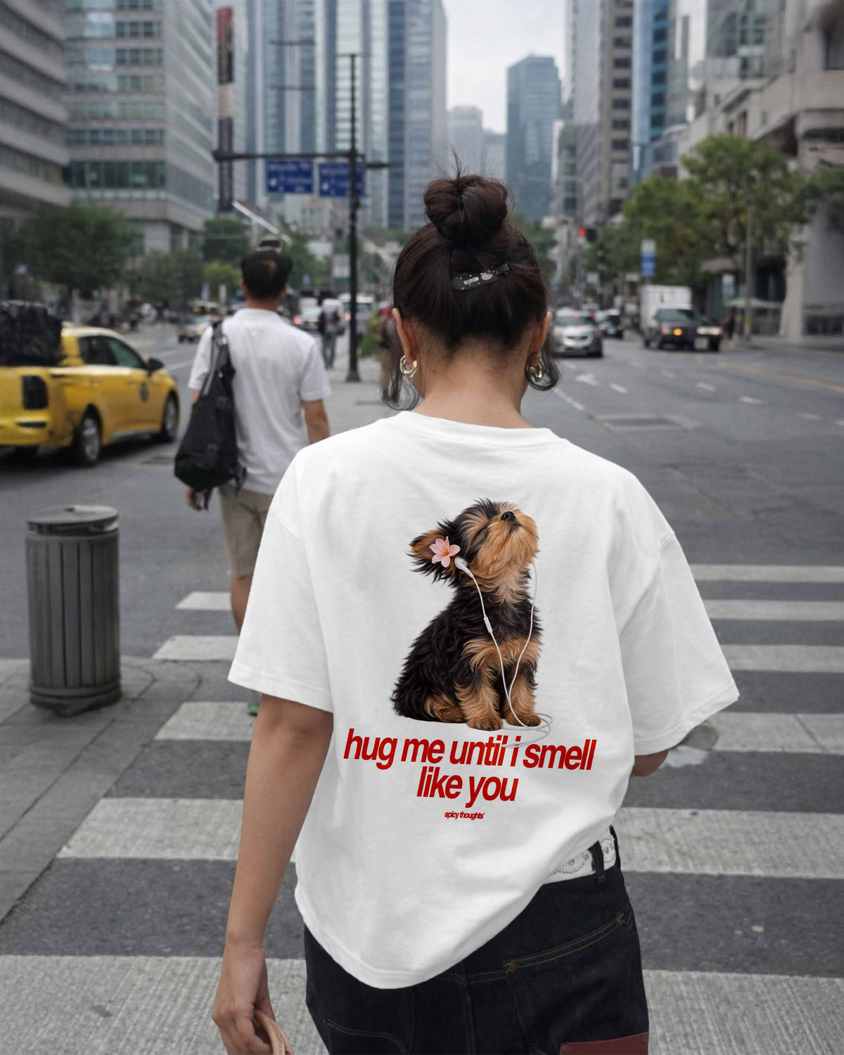 Heavy Oversized Tee - Hug me until I smell like you. (Dog)