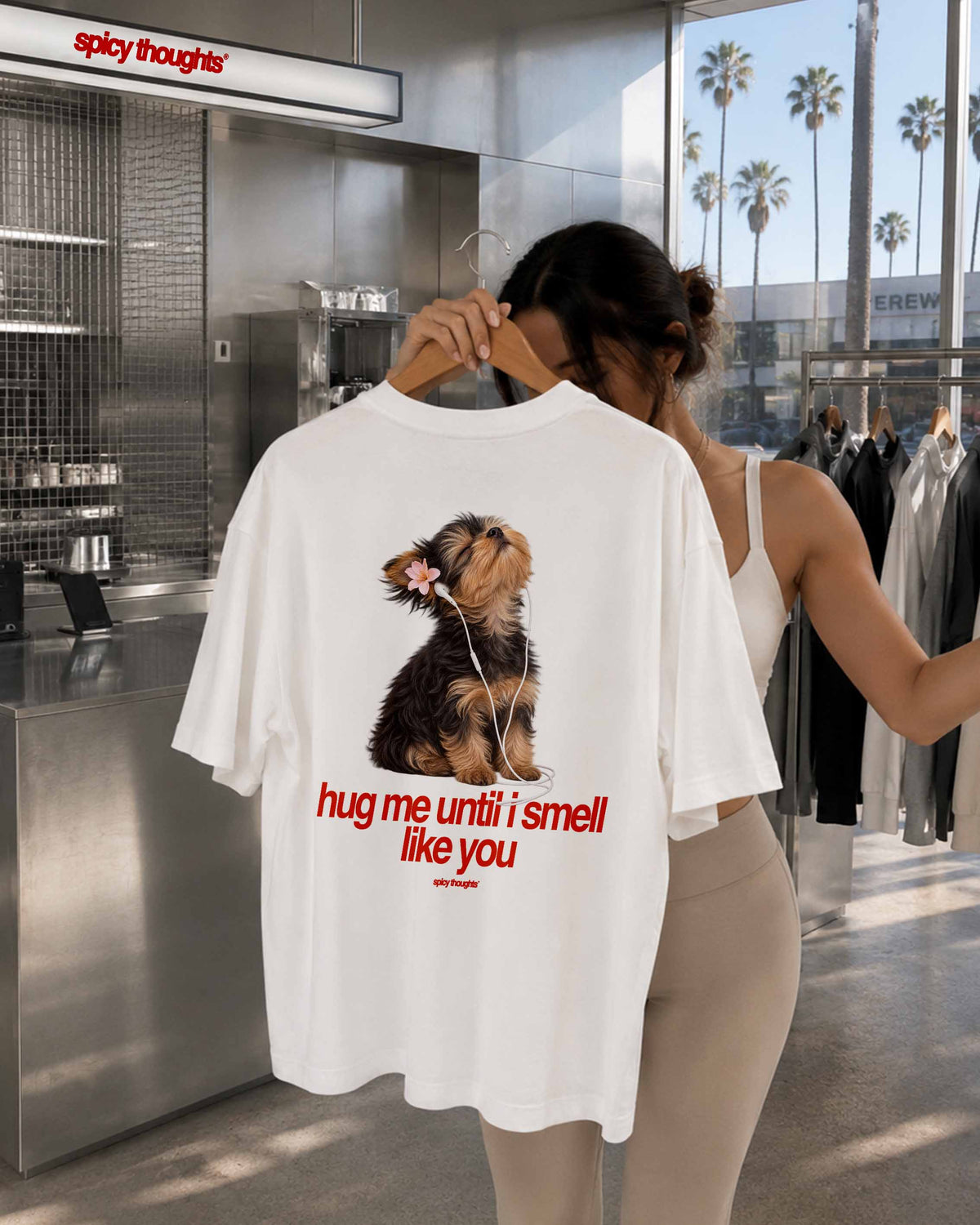 Heavy Oversized Tee - Hug me until I smell like you. (Dog)