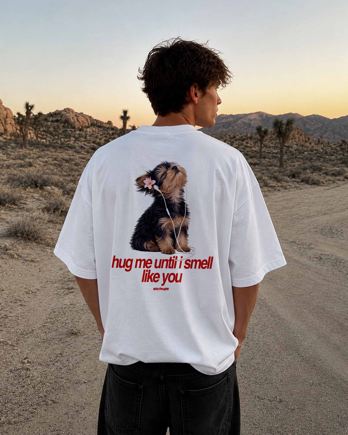 Heavy Oversized Tee - Hug me until I smell like you. (Dog)