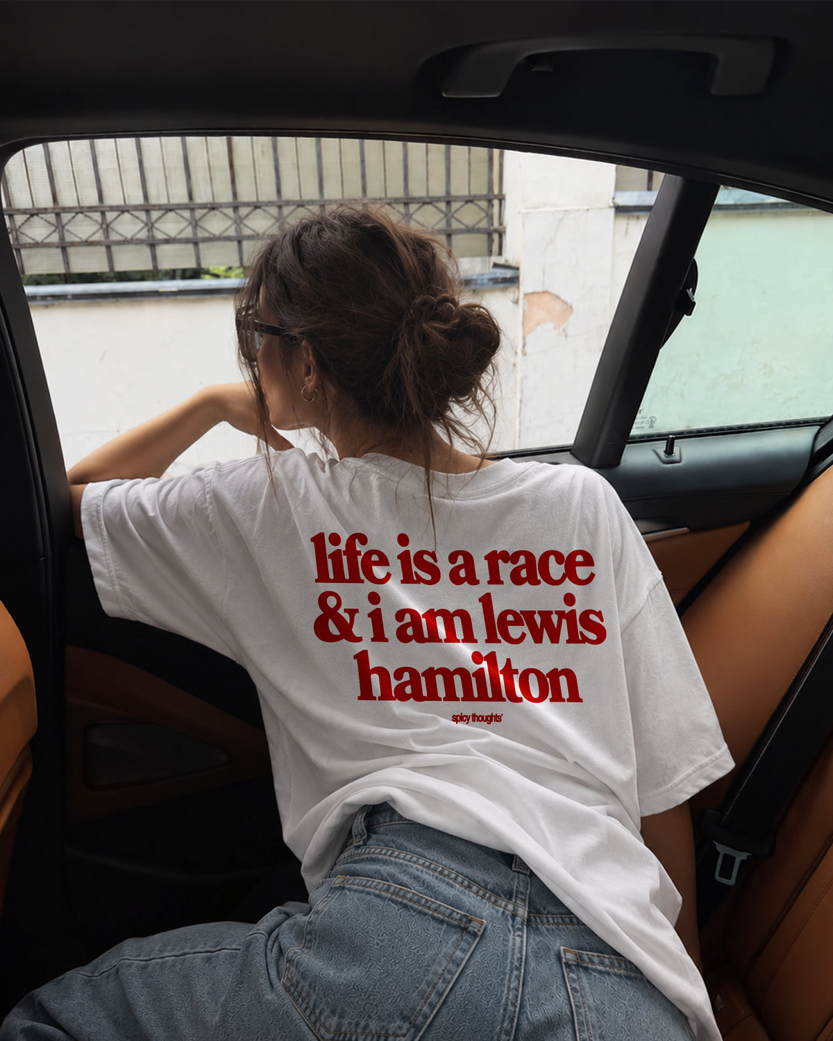 Heavy Oversized Tee - Life is a race and i am lewis hamilton