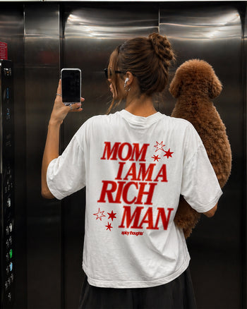 Heavy Oversized Tee - Mom, I Am A Rich Man
