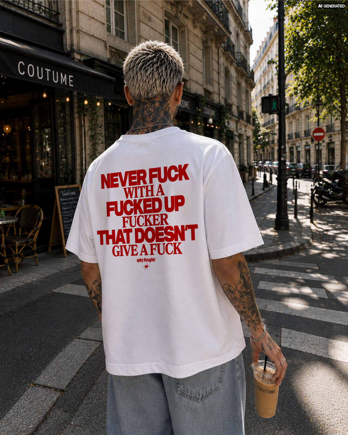 Heavy Oversized Tee - Never Fuck With A Fucked Up Fucker