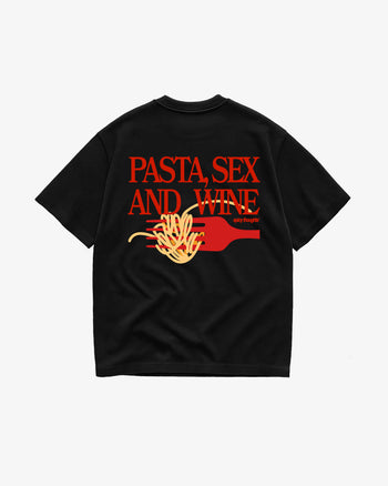 Heavy Oversized Tee - Pasta Sex and Wine