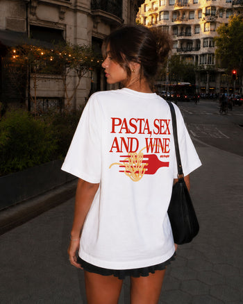 Heavy Oversized Tee - Pasta Sex and Wine