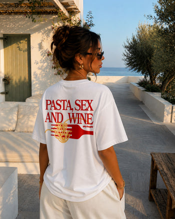 Heavy Oversized Tee - Pasta Sex and Wine