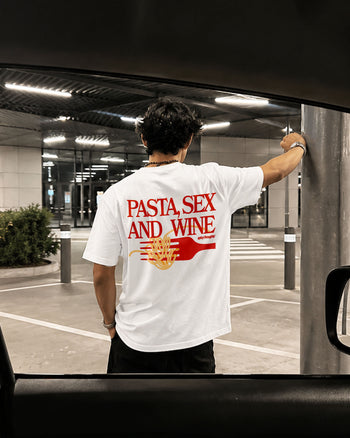Heavy Oversized Tee - Pasta Sex and Wine
