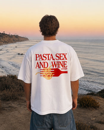 Heavy Oversized Tee - Pasta Sex and Wine